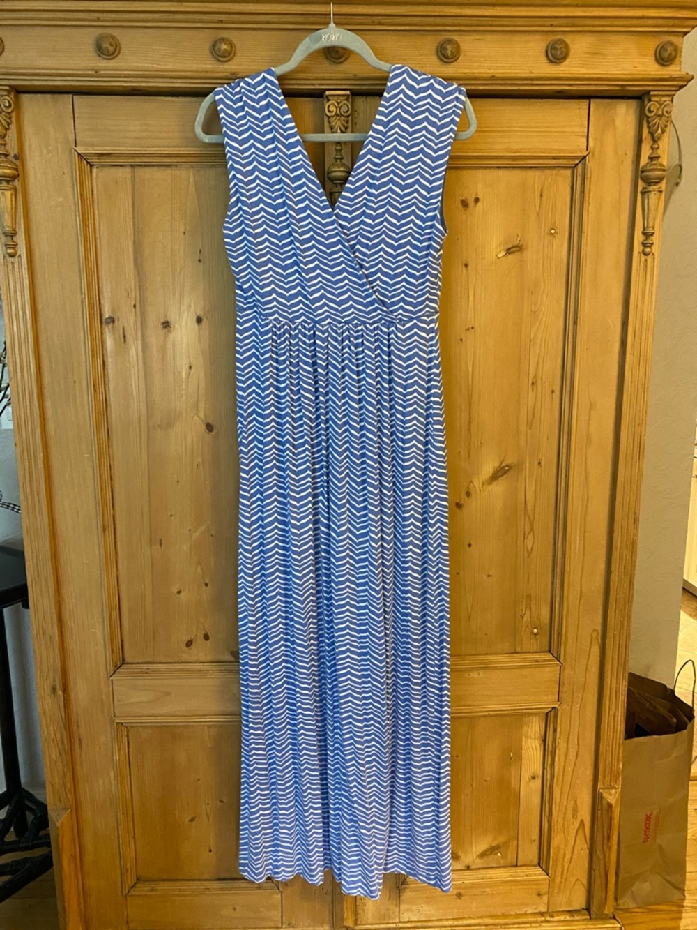 Vineyard Vines Blue and White Chevron Maxi Dress